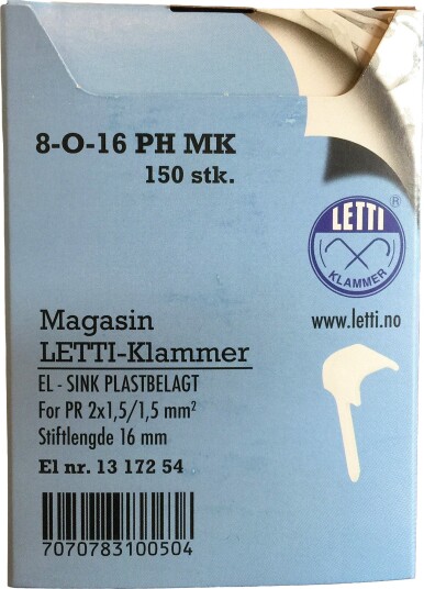 Letti Klammer 8-O-16 PH magasin - 150 stk Letti Klammer 8-O-16 PH magasin - 150 stk