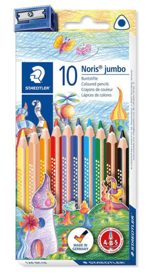 Staedtler Noris Club 10 Jumbo fargeblyanter med blyantspisser