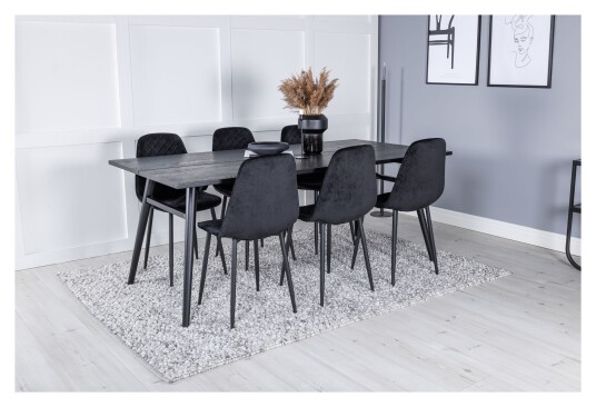 Venture Design Sleek Spisebord m. uttrekk med 6 Polar Diamond Stoler Unoliving