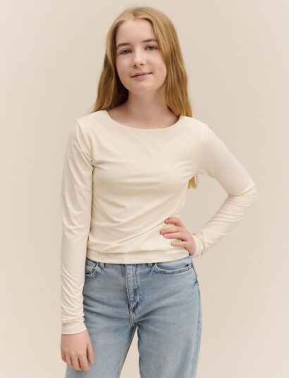 Rosemunde Kids Rkbillie Reversible Ls Short T-Shir - Cream - 164 Rosemunde Kids Rkbillie Reversible Ls Short T-Shir - Cream - 164