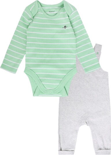 Gant Kids Dungaree And Romper Set   LIGHT GREY MELANGE   80