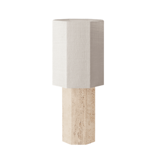 Louise Roe Eight Over Eight Bordlampe Stor Travertin/Jute Hvit Louise Roe Eight Over Eight Bordlampe Stor Travertin/Jute Hvit