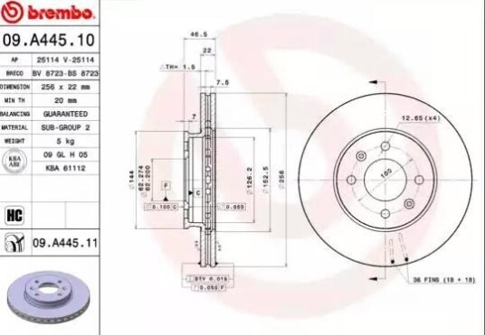 Bremseskive BREMBO 09.A445.11