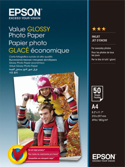 Epson Glossy A4 fotopapir til blekkskriver Pakke med 50 ark