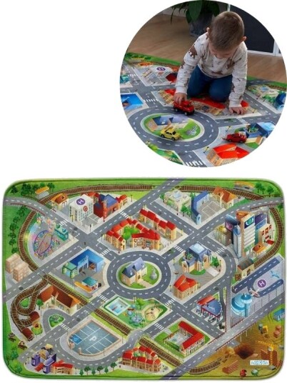 Ultrasoft District Leketeppe Med By Og Veinett Til Lekebiler 130 X 180cm Ultrasoft District Leketeppe Med By Og Veinett Til Lekebiler 130 X 180cm