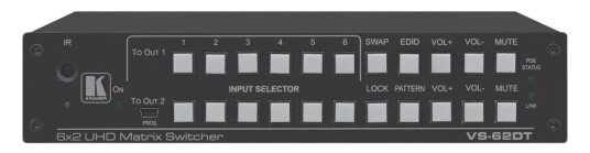 KRAMER VS-62DT 6x2 4K60 4:2:0 HDMI/HDBaseT Long-Reach PoE Matrix Switcher - video/audio switch - rackmonterbar