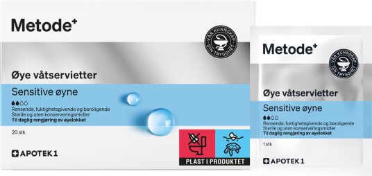Metode våtservietter til sensitive øyne 20 stk