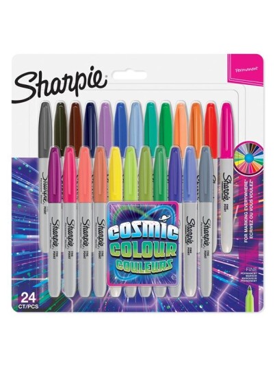 Sharpie Permanent Markers  Fine Point  Cosmic Colour  Limited Edition  24 Count