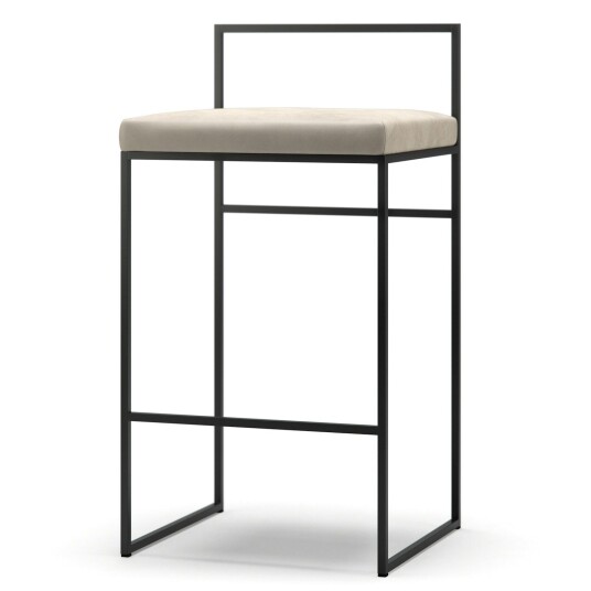 Department Barstol med Ryggstøtte 80 cm Svart / Beige Fløyel