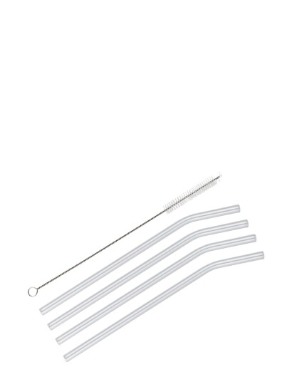 cilio Sugerør Vetro 4 Stk. L23Cm M/Rensebørste, Buet - Nude - ONE SIZE