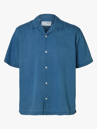Selected Homme Relax Rick Denim Short Sleeve Shirt Denim XXL