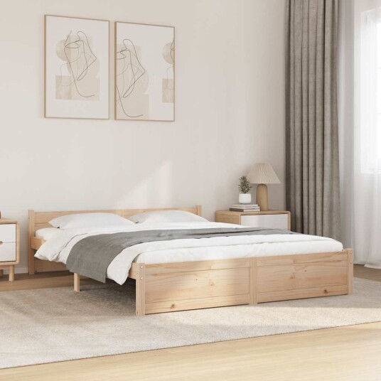 vidaXL Sengeramme heltre 135x190 cm 4FT6 Double
