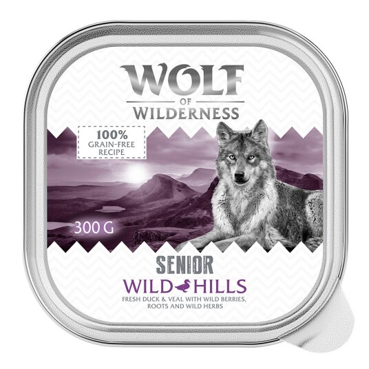 Wolf Of Wilderness Senior Duo-Protein Oppskrift 6 24 X 300 G Skål 6 X 300 G: Wild Hills Ande- Og Kalvekjøtt