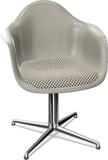 Vitra Eames glassfiber DAL spisestol med setepute rå umbra/rutete/ Krom