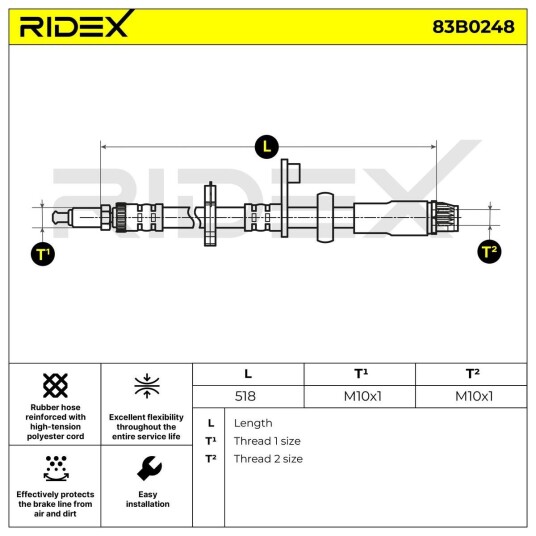 Bremseslange RIDEX 83B0248