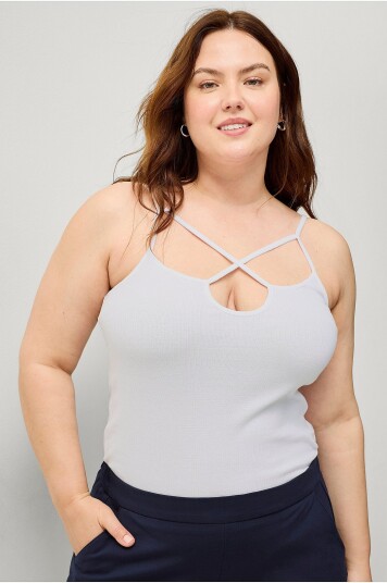 Zizzi   Stroppetopp vIOliva S/L Top   Hvit