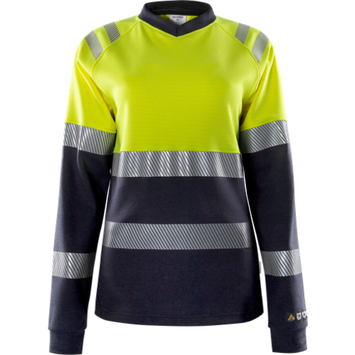 Fristads T-Shirt Dam Flam Kl 1 7108 Tfl Varselgul/marinblå 3xl