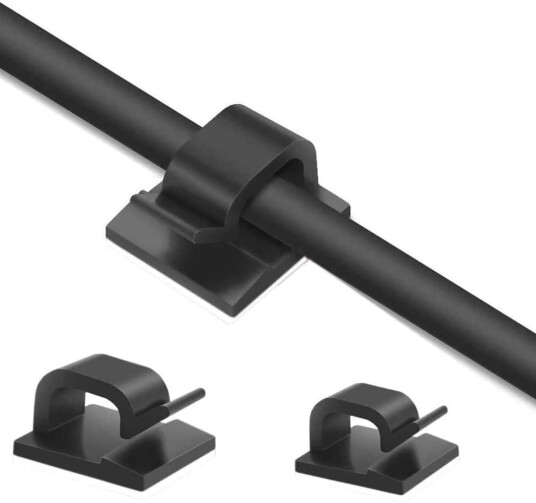 INF Selvklebende kabelholder 50 pakning Sort