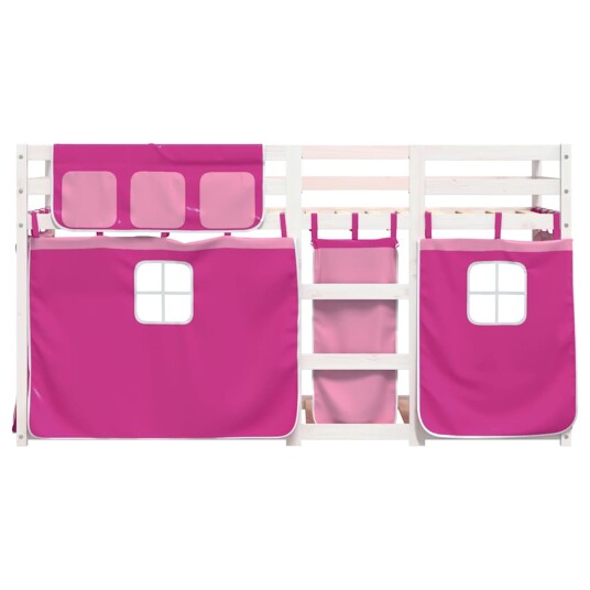 Køyeseng med gardiner rose 90x190 cm heltre furu