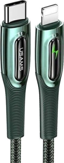 Usams Flettet Usb-C Til Lightning Smart Power-Off Kabel 20W Pd 1,2 M Grønn Sj518usb02 Us-Sj518