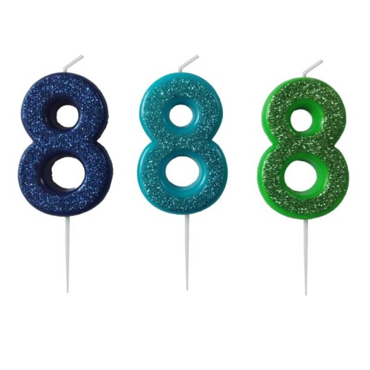 Kakelys 8 m/glitter blå/grønn Kakelys 8 m/glitter blå/grønn