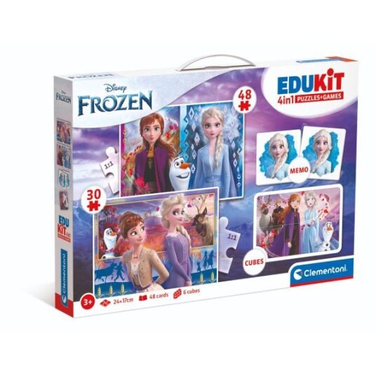 Clementoni Edukit 4‐i‐1 Frozen – 30 & 48 brikker Memo & 6 puslespils‐kubusser 3+ år