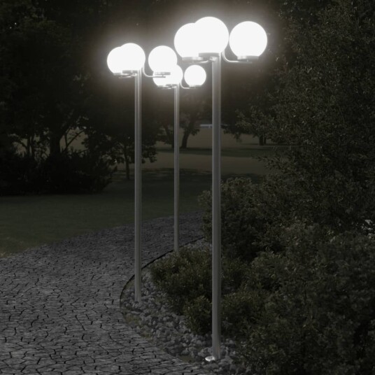 Utendørs gulvlamper 2 stk sølv 215 cm rustfritt stål