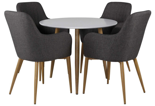 Venture Design Polar & Comfort spisegruppe Hvit/grå 4 st stoler & bord 90 cm