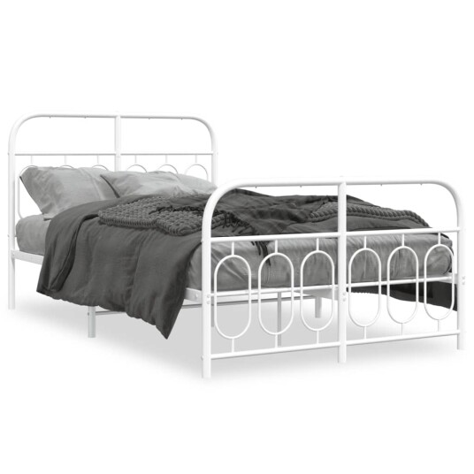  Sengeramme i metall med hode- og fotgavl hvit 120x200 cm 8721102646522