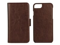 Essentials Detachable 2 in 1 - Lommebok for mobiltelefon - polyuretan - mørk brun - for Apple iPhone 7, 8