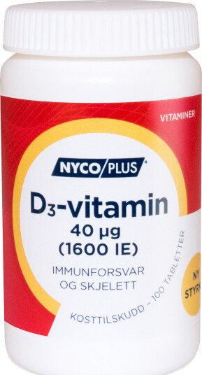 Nycoplus D3 Vitamin 40 µg 100 tabletter Nycoplus D3 Vitamin 40 µg 100 tabletter