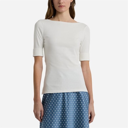 Ralph Lauren Stretch Cotton Boatneck Tee White
