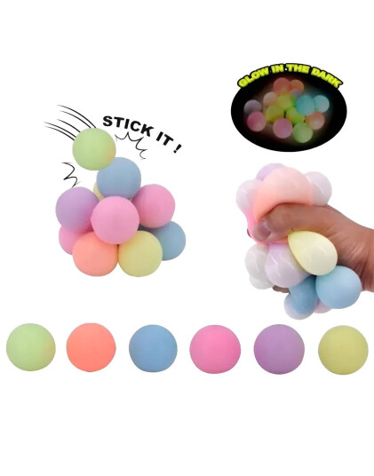 6 stk Squeeze and Stick Baller Glow in the Dark
