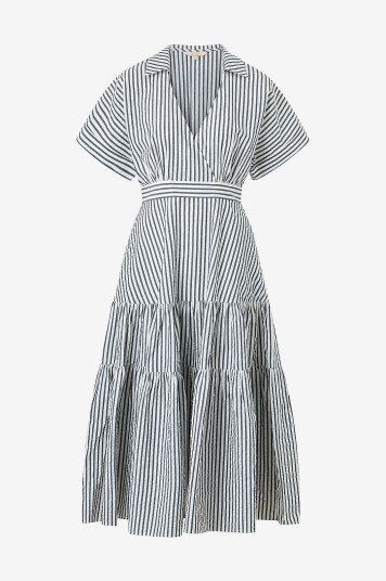 byTimo Maxikjole Seersucker V neck Dress Blå