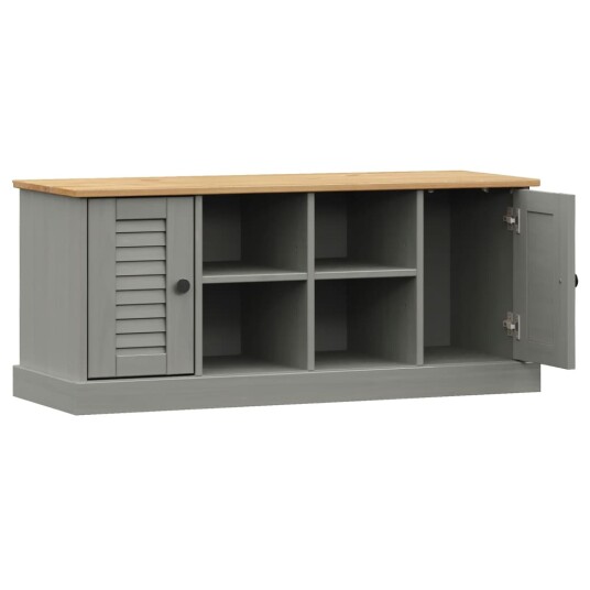 vidaXL Skobenk VIGO grå 106x35x40 cm heltre furu
