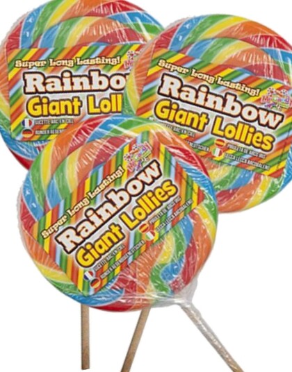 Appleton Sweets 12 stk Store Regnbuefarget Kjærlighet på Pinne 11 cm Mr. Candy Hel Eske 794602