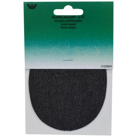 Vj Green Strykemerke Reparasjonslapp Jeans Oval Svart 9x11,5 cm 2 stk
