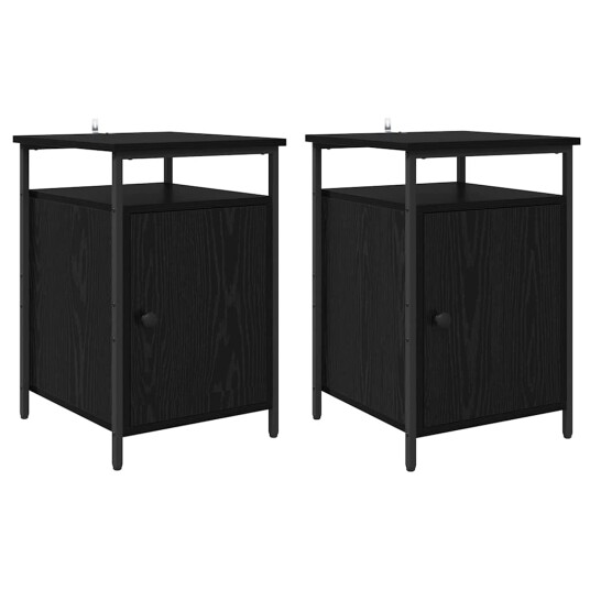  Nattbordskap 2 pcs Svart eik 40 x 42 x 60cm Konstruert tre