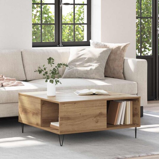 vidaXL Kaffebord artisan eik 80 x 80 x 36.5 cm Konstruert tre