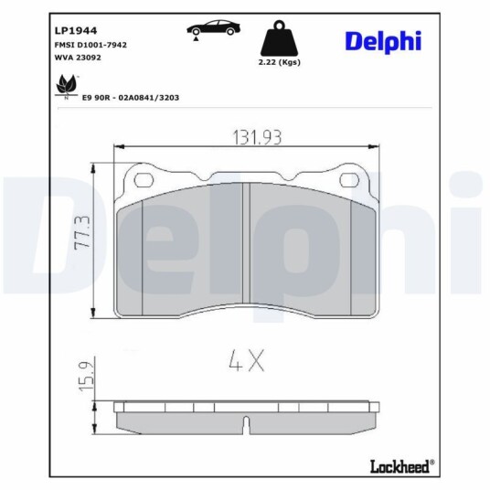 Bremseklosser DELPHI LP1944 Bremseklosser DELPHI LP1944