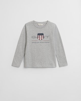 Gant Kids Longsleeve Med Archive Shield Logo Light Grey Melange 98/104