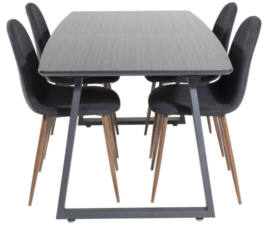 Venture Design Inca & Polar spisegruppe Svart/svart 4 st stoler & bord 160 x 85 cm