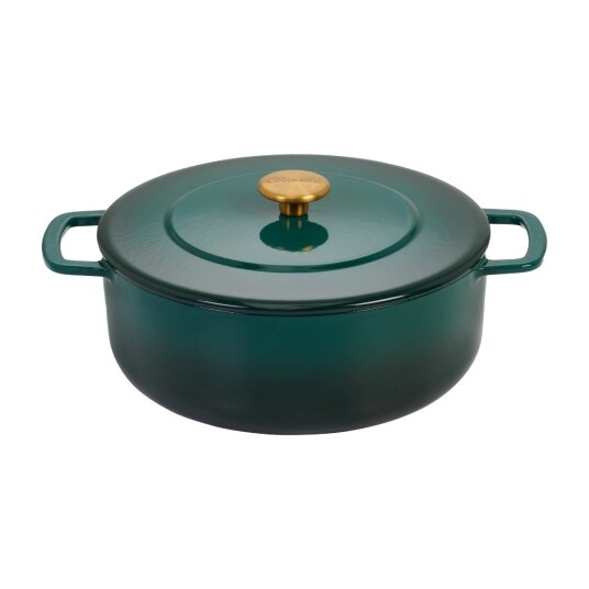 Combekk - Støpejernsgryte 32 cm Holly Green med gullknapp - Grønn