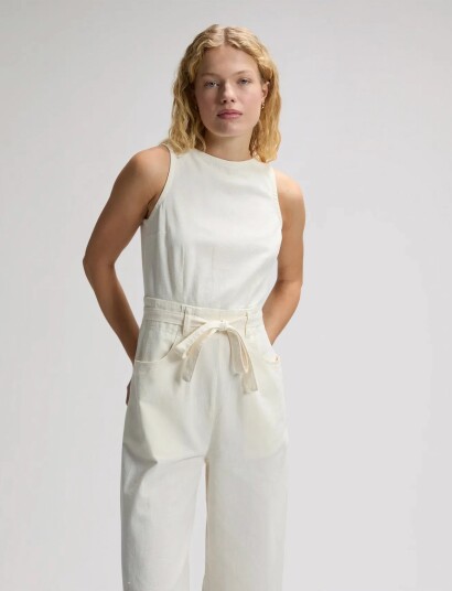 Lee Jeans Boatneck Jumpsuit Cream XS x 00 Lee Jeans Boatneck Jumpsuit Cream XS x 00