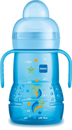 MAM Trainer 220 ml Drikkeflaske med Håndtak - Blå MAM Trainer 220 ml Drikkeflaske med Håndtak - Blå