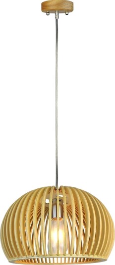 E27 pendel i tre rund   Ø33cm orientalsk design treskjerm og rosett uten lyskilde