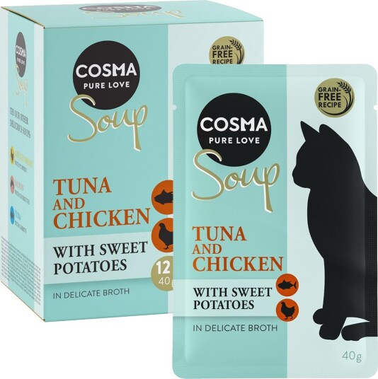 Cosma Soup Tunfisk Og Kylling Med Søtpotet 48 X 40 G Cosma Soup Tunfisk Og Kylling Med Søtpotet 48 X 40 G