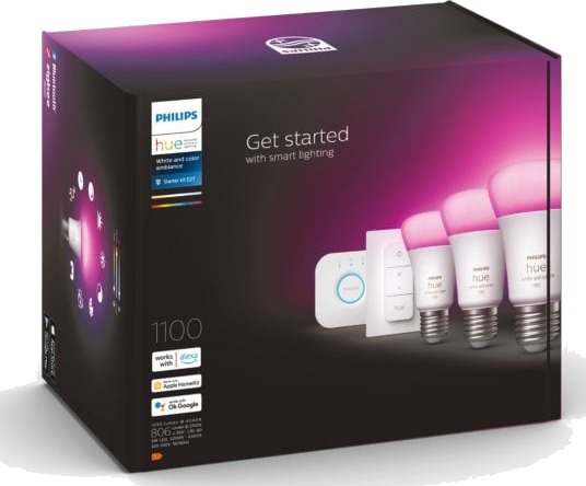 Philips Hue White Color Ambiance E27 startsett m/dimmer Philips Hue White Color Ambiance E27 startsett m/dimmer