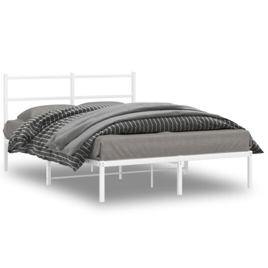 vidaXL Sengeramme i metall med hodegavl hvit 140x190 cm 8721012303119