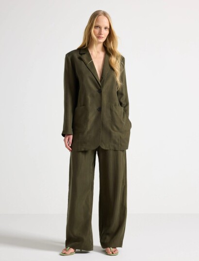 Lindex Wide Trousers With Luster Khaki green XS Lindex Wide Trousers With Luster Khaki green XS